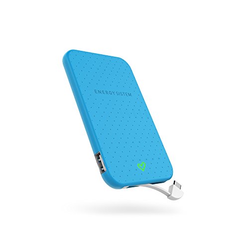 Energy Sistem Extra Battery 2500 - Batería externa de carga rápida para tus dispositivos móviles (2500 mAh, diseño ultradelgado y cable integrado) color azul