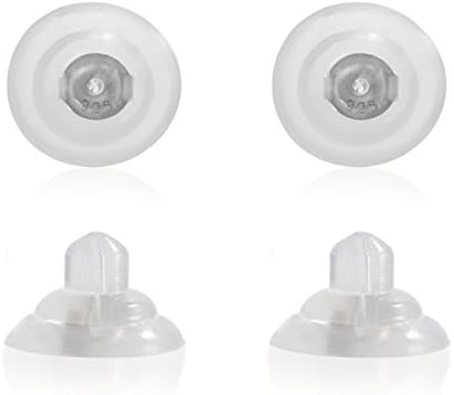 Universal EZback Earring Backs Soft Clear Silicone and Sterling Silver Medium 2 Pairs