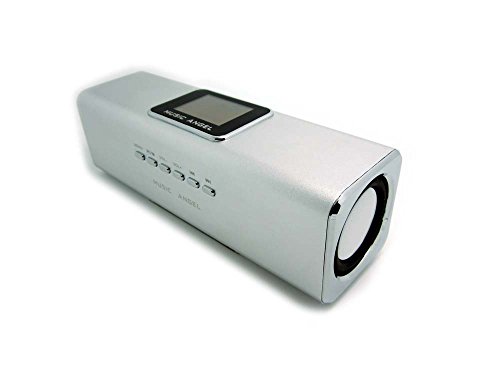 Music Angel- FM-Radio/MP3 Player – Line In / MicroSD – Stereo Lautsprecher / Boxen / Soundstation / für Handy, PC, LAPTOP, NETBOOK, Tablet – Farbe Silber - 3