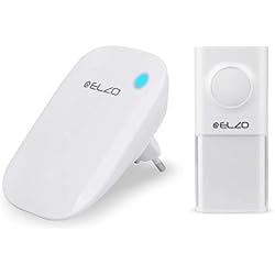 Elzo Sonnette sans Fil Étanche Carillon de Porte Kit Electronique avec 1 Récepteur Enfichables 1 Emetteur, 150m, 48 Mélodies au 4 Niveau Volumes pour Maison, Bureau, Hôtel, Exterieur