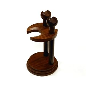 Quality Wood Shaving Razor and Shaving Brush Stand.Walnut Finish - Image 3