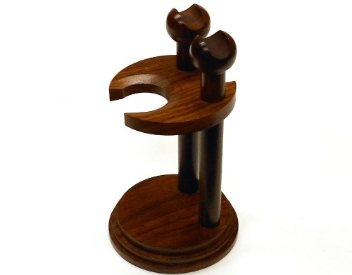 Quality Wood Shaving Razor and Shaving Brush Stand.Walnut Finish