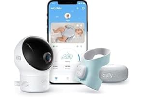 eufy Baby S340 Smart Sock elektroniczna niania, 2,4 GHz WLAN, monitorowanie wzorców snu, drzemki, puls i tlen we krwi, kamera 2K, rozpoznawanie wina, bez opłat miesięcznych (generalny odnowiony)