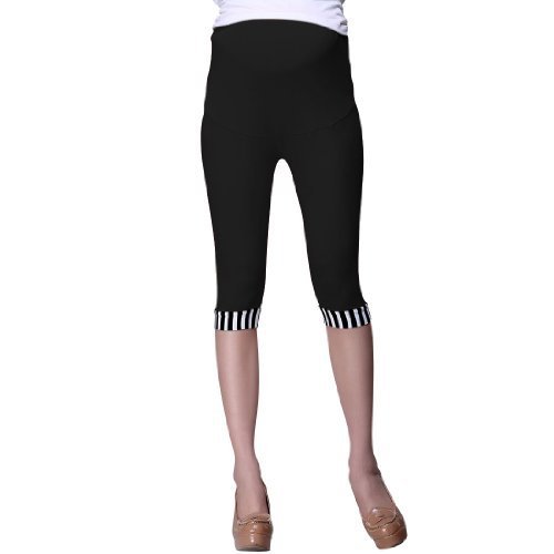 Maternity Adjustable Waistband Stripe Bottom Skinny Leggings