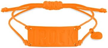 Ibiza Rocks Neon Orange 'I Rock' Large ID Double Cord Adjustable Braclet of 19cm/7.5"