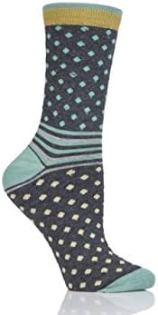 Ladies 1 Pair Thought Jarrel Dots and Stripes Bamboo and Organic Cotton Socks Grey 4-7