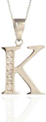 Marquise Jewellery925 Sterling Silver Initial Letter K Pendant & 18" Chain.