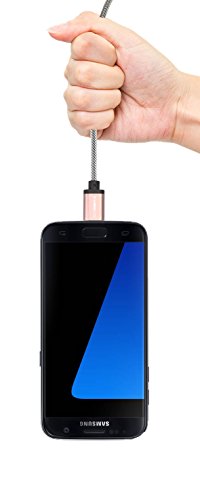 Micro USB Kabel 2 m CABBRIX® Schnellladekabel USB 2.0-Kabel A-Stecker auf Micro-B High Speed Sync Aluminium Ladekabel für Android Smartphones, Samsung Galaxy, HTC, Huawei, Sony, Nexus, Nokia, Kindle und mehr – Rosè Gold - 3