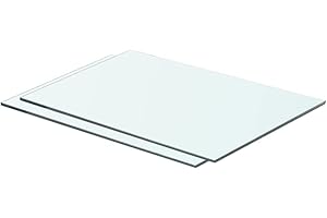 ELT, 2x Shelves Panel Glass Clear Glass Sheet Plate For Display Case, Storeroom Cabinet, Plug Profile-Wall Mount, Easy Wipe Clean Thick Glass, Minimalist Design,