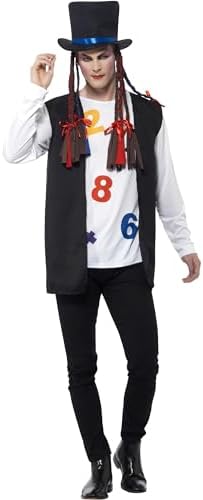 SMIFFYS Costume Pop Star anni '80, Multicolorato, con top, gilet, cappello e trecce Halloween