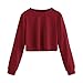 Produktbild Geili Sweatshirt Damen,Frauen Langarm Sweatshirt Damen Mädchen O-Ausschnitt Solid Color Pullover Crop Tops Bluse T-Shirt Herbst Kurze Sportoberteile