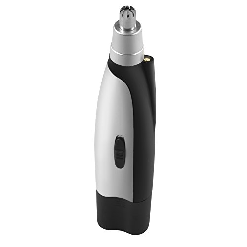 Signature Nose and Ear Hair Trimmer with Stainless Steel Cutting System, Integrated Light, Battery Operated, Black
