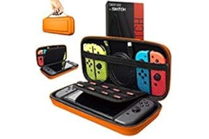 Orzly Custodia da trasporto compatibile con Nintendo Switch e New Switch Console OLED - Custodia protettiva da viaggio portatile rigida nera Custodia a conchiglia con tasche per accessori e giochi