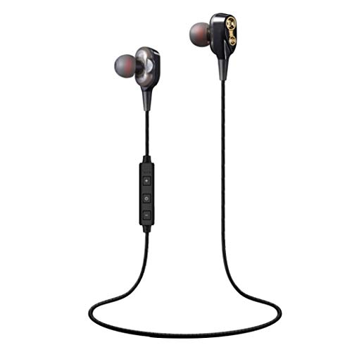 Preisvergleich Produktbild Bluetooth Ohr-Kopfhörer, Allskid Double Dynamic Stereo Musik Lärmminderung Blaue Knospen Bluetooth Ear Headphones (Schwarz)