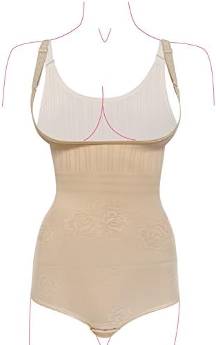 ShaperMaker Women's Shapewear Bodysuit Tummy Control Slimming Body Shaper Beige S