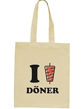 Döner Kebab natur Jutebeutel Stoffbeutel mit I Love Döner Motiv von ShirtStreet