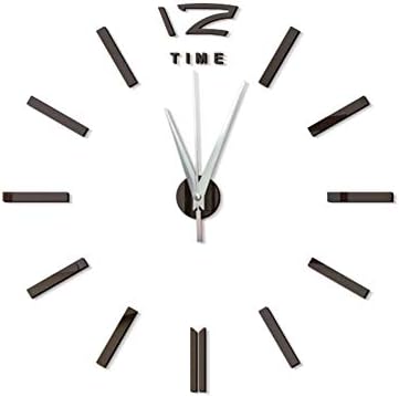 DKEyinx Modern Mirror Effect 3D Wall Clock, 28cm x 28cm, Art DIY Sticker, Home Study Living Room Decor - Black