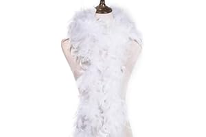 KOPPER-24 Boa di piume 180 cm – Burlesque, costume da burlesque, copricapo lungo XL grande sciarpa Boa piume, per carnevale, per fai da te, ali d'angelo, indiane, adulti, bianco