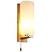 Produktbild Wandleuchte Innen LED WandLampe Holz Lampe Glas Lampeschirm Weiß Eiche Vintage Mit Schalter Wandbeleuchtung Modern Bettleuchte E27 Rund Billiger Wohnzimmer Schlafzimmer Gang Flurlampe Bettleuchte (A)
