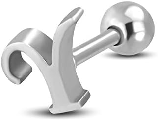Stainless Steel Alphabet Initial/Letter Y Tragus/ Cartilage Barbell Stud Earring