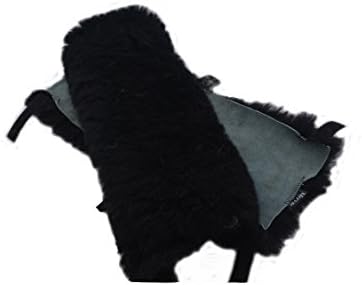 Meryno Genuine sheepskin armrest cover pad office chair wheelchair (Black, large)