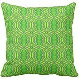 Lime Green 6039;s Retro Fractal Pattern Throw Pillow Cover 18x18
