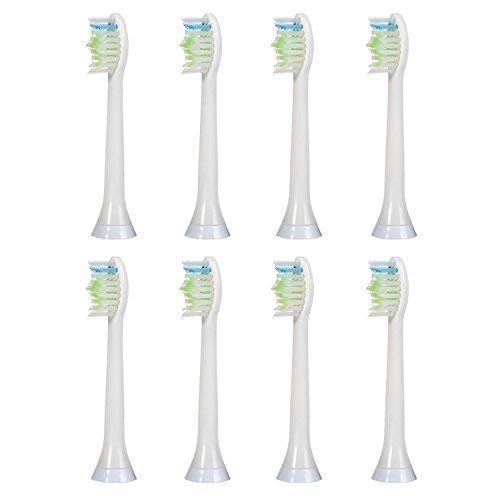 8 uds (2x4) de cabezales de recambio para cepillos de dientes E-Cron. Totalmente compatibles Cabezales Repuestos con Philips Sonicare DiamondClean White (Blanco) y ProResult.