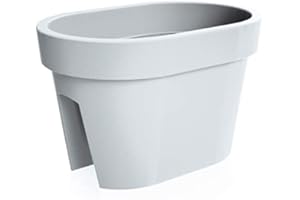 rg-vertrieb Blumentopf Balkonkasten für Geländer Blumenkasten Geländerkasten Geländertopf Pflanztopf Railing Balkontopf 4 Farben (400 Weiß)