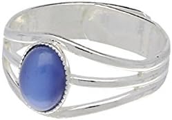 Handmade Celtic 3 Band Blue Moonstone Pewter Ring (Adjustable)