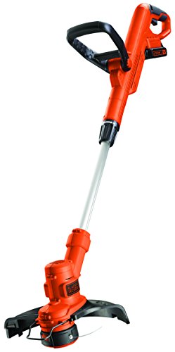 Black+Decker 18V 1.5Ah Akku-Rasentrimmer 25cm Schnittbreite, Führungsschiene, E-Drive Antrieb, Ladegerät, Zweithandgriff, STC1815, schwarz orange