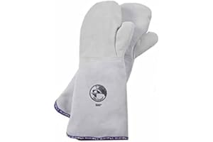 GIALTEK Guanto da Forno manopola Ambidestro Polso da 25 cm Professionali in Pelle da 500° C