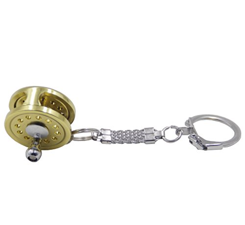 'D' amelie Moscas pescado Fly Fishing Reel miniatura Talismán de diámetro 25 mm llavero