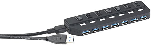 Xystec Aktiver USB-3.0-Hub mit 7 Ports, einzeln schaltbar, 2-A-Netzteil - 5