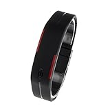 Hunpta Ultra dünne Männer Mädchen Sport Silikon Digital LED Sport Armband Armbanduhr (Schwarz A)