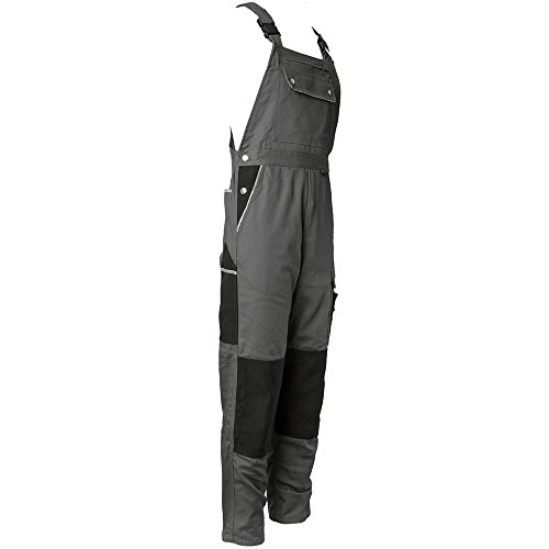 Planam Latzhose Canvas 320, Größe 56, grau / schwarz, 2133056 - 2