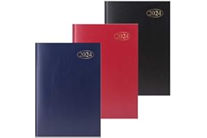Sixstore Agenda semainier 2024 format A4/A5/A6, couleur classique, tendance, 1 jour par page, rouge