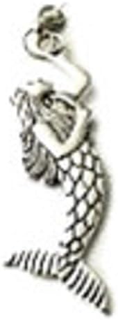 SILVER PLATE LARGE 3D MERMAID ON A SILVER PLATE CHAIN CLIP ON CHARM -PENDANT NECKLACE- FREE P&amp;P