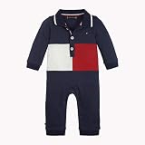  Tommy Hilfiger Baby Boy Flag Polo Coverall L/s, Polaina Bebé-Niños, Azul (Black Iris/Multi 002), 92 (Talla del Fabricante: 80)
