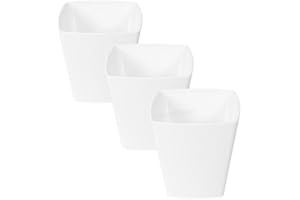 ProdBuy Limited 3 x WHITE Square 14cm Plastic Plant Pot Cover Troughs
