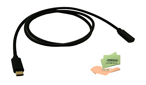 cerrxian New Style Standard usb3.1 usb-c Typ C Stecker auf Buchse Verlängerung Datenkabel für Apple MacBook 30,5 cm, Google Chromebook Pixel, Nokia N1, Nexus 5 x 6P, Lumia 950 950 X L & more-l = 0,6 m schwarz