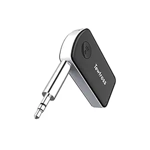 Tewtross Bluetooth V5.0 Audio Receiver Connector Aux for Car Stereo Music System Speaker Premium CSR Chipset Mic Dual Pairing (Bluetooth Receiver)