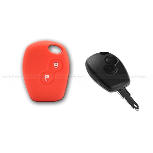 Smartechnology - Étui souple en silicone pour télécommande auto 2 boutons - Dacia, Logan, Sandero, Duster, Express - Divers coloris rouge