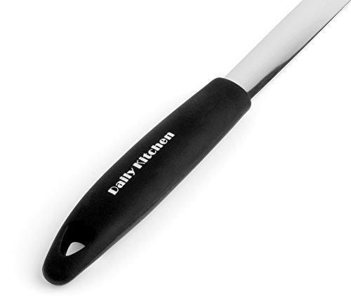 Premium Pfannenwender aus Edelstahl und Silikon – Grill Küchen Wender Spachtel in schwartz - 3
