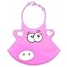 TB3C-Bibs soft silicone bib with crumb catcher adjustble neck-Pink