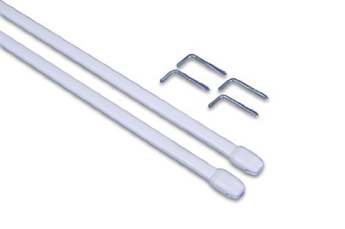 Teleskop- Gardinen- Fenster- Vitragenstangen 2er Set für Scheibengardinen in 3 Größen und 2 Farben (weiß, 80-120 cm)