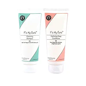 Fix My Curls Cleanse & Condition Bundle with Cleansing Shampoo,Hydrating Deep Conditioner for Curly and Wavy Hair suitable for all porosity 2A to 4A hair 100 G Each