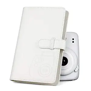 CAIUL Compatible 96 Pockets Mini Wallet Photo Album with PU Leather Cover for Fujifilm Instax Mini 11 9 8 8+ 70 7s 90 25 26 Films (White)