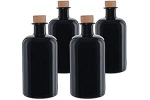 casavetro Bottigliette Vetro con Tappo Sughero - 500 ml - Bottiglia Vuota in Vetro per Vino, Liquore, Acqua, Succo di Frutta, Conserve, Latte, Olio, Birra, Vino, Estratti, Amari (4 x 500 ml)