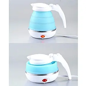 TRILOKESH Foldable Electric Kettle Silicone Collapsible Tea/Water/Travel Lightweight Kettle Portable Silica Gel Kettle Business Trip Electric Kettle 1 Liter 600 watt