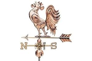 Linneborn Metallwaren GmbH WFKg185p Copper Weathercock with Bushy Tail Feathers Polished Copper WFKg185p 62 x 52 cm with Wind Rose (Letter Height 8.5 cm) and 2 Copper Balls